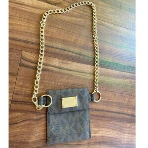 Michael Kors coin purse/ card wallet with gold chain